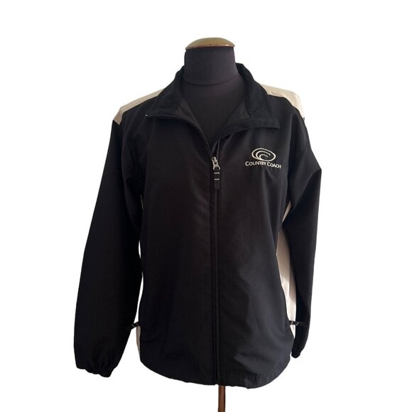 Cutter & Buck Black & Tan Jacket Polyester Country Coach Logo Full Zip, Medium - Picture 1 of 7